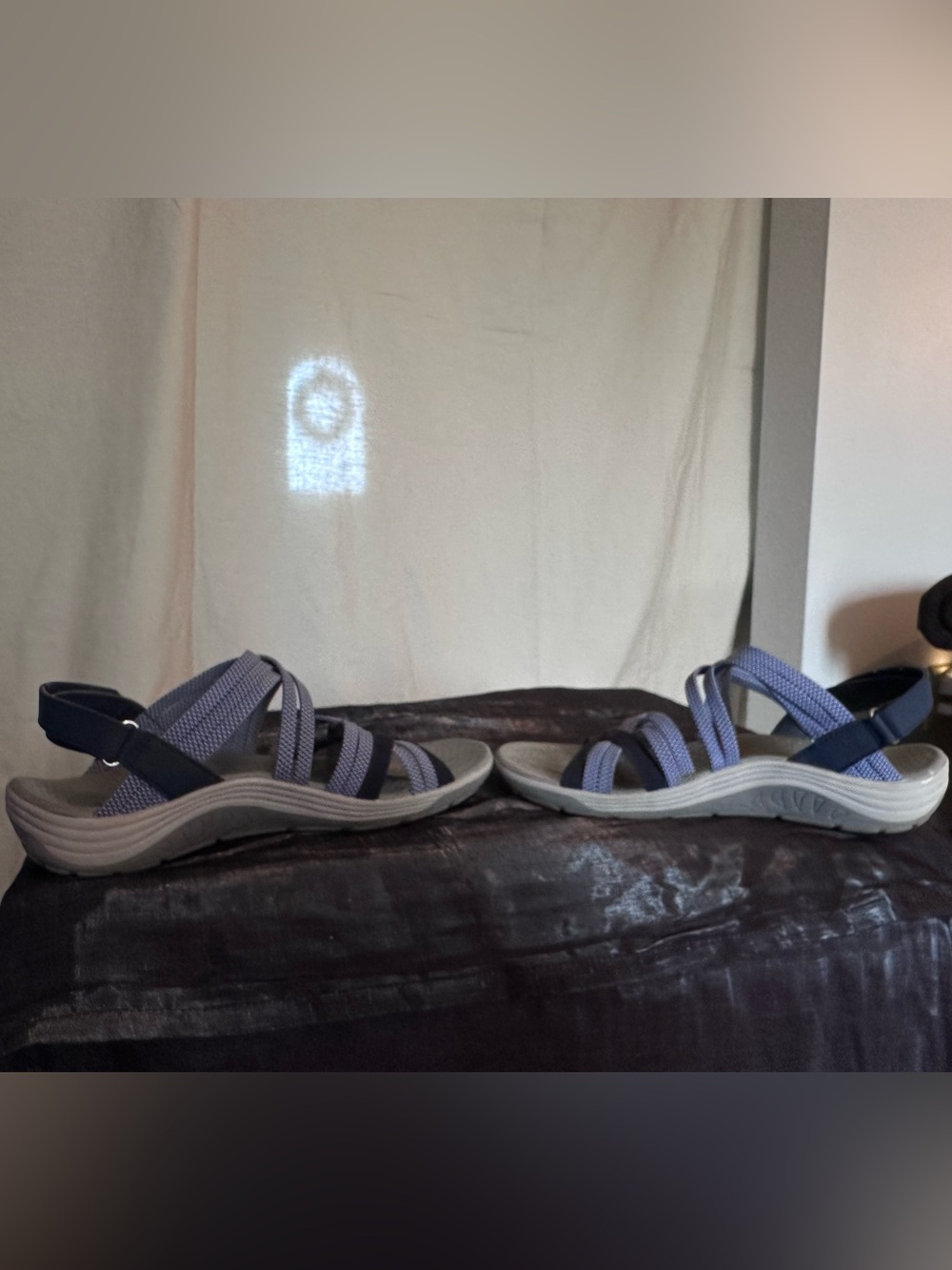Skechers Navy & Blue Woven Strappy Sandals outdoor lifestyle arch comfort size 8 - Picture 11 of 13